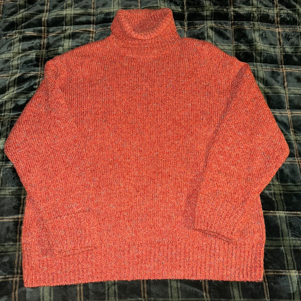 Vintage Dressbarn Woman Orange Pullover Roll Neck Turtleneck Knit Sweater 22/24
